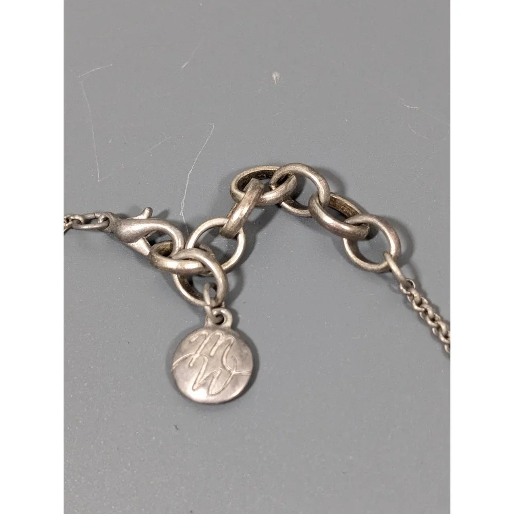 Madewell Silver Tone Hammered Circle Chain Necklace Distressed Industrial 18 in - Picture 7 of 9